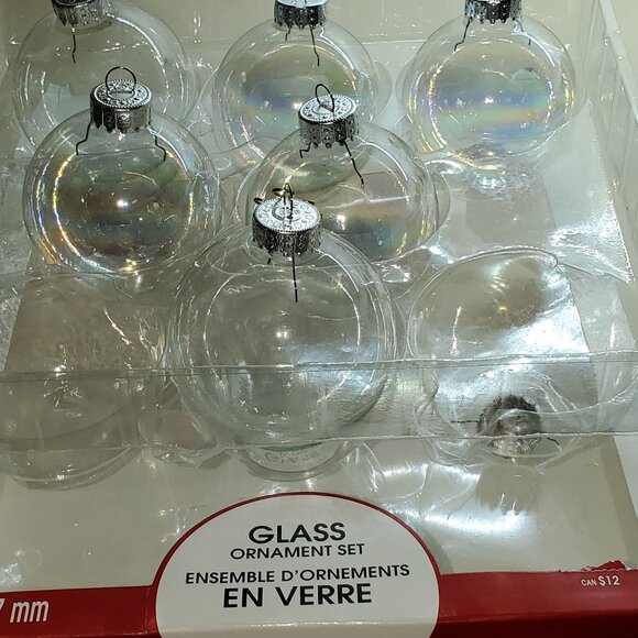 CLEAR GLASS CHRISTMAS BALLS - COUNT OF 6 - Picture 1 of 2